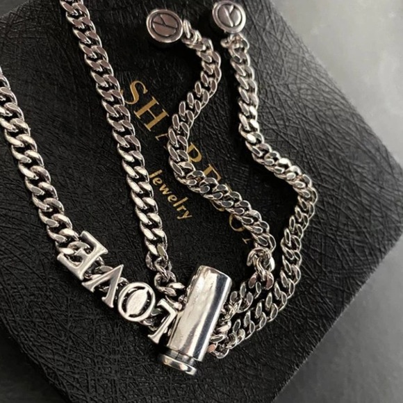 Sterling Silver Love Tassel Necklace Bracelet Matching Set - Picture 7 of 10